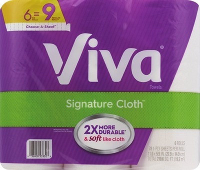 Cottonelle 9 mega roll or Viva 6 Big rollAlso get savings with Spend $30 get $10 ExtraBucks Rewards®