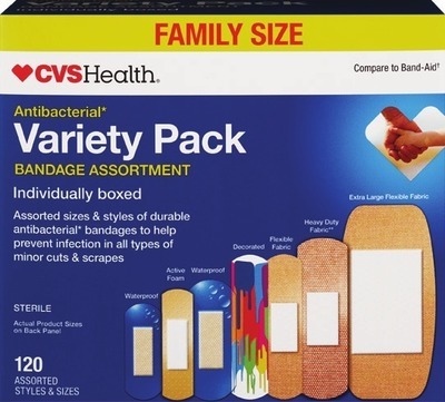 ANY CVS Health bandages, first aid alcohol, peroxide, witch hazel, antiseptics, bleed stop, antibiotic, scar, burn or itch relief treatmentsSpend $12 get $3 ExtraBucks Rewards®