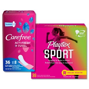 Save $3.00 on 2 Playtex® Tampons or Carefree® 28 ct. or larger