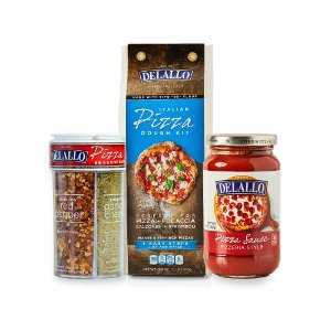 Buy 1 DeLallo Pizza Dough Kit or Pizza Seasoning Spice Shaker, Get 1 DeLallo Pizza Sauce Free