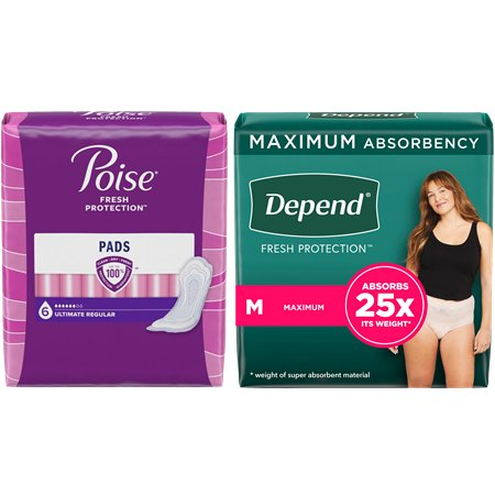 Save $5.00 on TWO (2) pkgs of Poise® Pads or Liner Product OR any Depend® Products