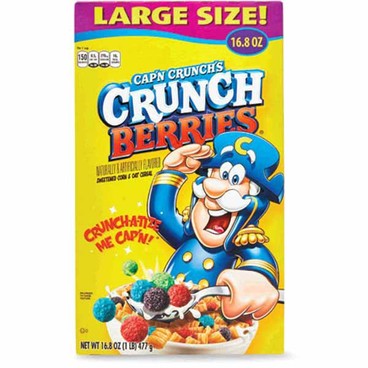 Quaker Cap'N Crunch CerealBuy 1 Get 1 FREEFree item of equal or lesser price.
Crunch Berries, Original, Peanut Butter Crunch, or Oops! All Berries, 13.8 to 18-oz; or Life Cereal: Cinnamon, Original, or Chocolate, 18-oz box
