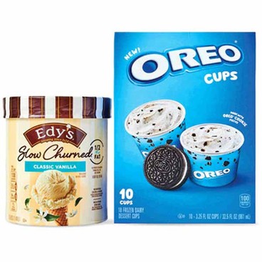 Edy's Ice CreamBuy 1 Get 1 FREEFree item of equal or lesser price.
Or Frozen Dairy Dessert; or Oreo Frozen Dessert, 1.5-qt ctn.; or Oreo Frozen Dairy Dessert Cups, 10-ct. box
