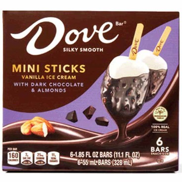 Dove Ice Cream BarsBuy 1 Get 1 FREEFree item of equal or lesser price.
Mini Sticks or Snack Size Bars, 3 to 14-ct. pkg.