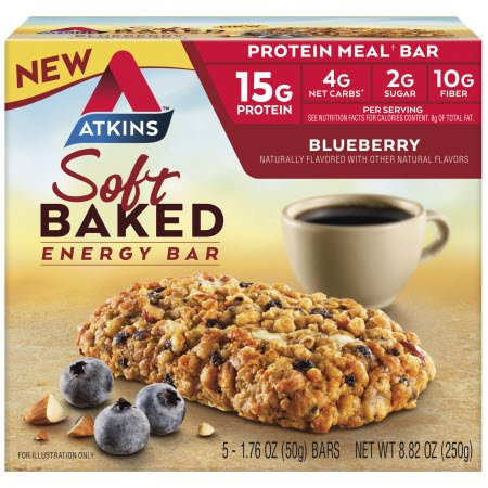 Save $1.00 on any ONE (1) Atkins™ Blueberry or Vanilla Macadamia Nut Soft Baked Meal Bar 5pk