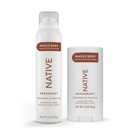 Save $10.00 on TWO Native Whole Body Deodorant or Deodorant Spray (excludes trial/travel size).