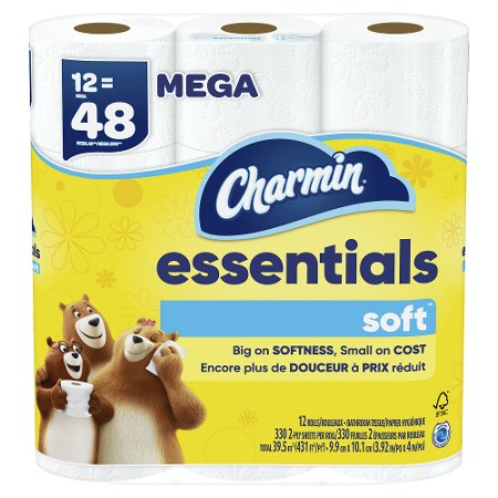 Save $1.00 on ONE Charmin Essentials Toilet Paper Product 6 count or larger (excludes trial/travel size)