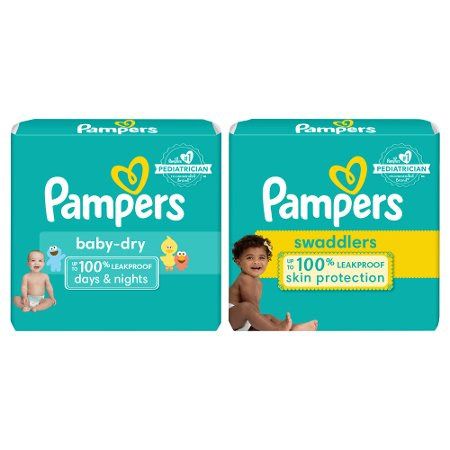 Save $3.00 on TWO BAGS Pampers Swaddlers, Pure OR Baby Dry Diapers (excludes trial/travel size).