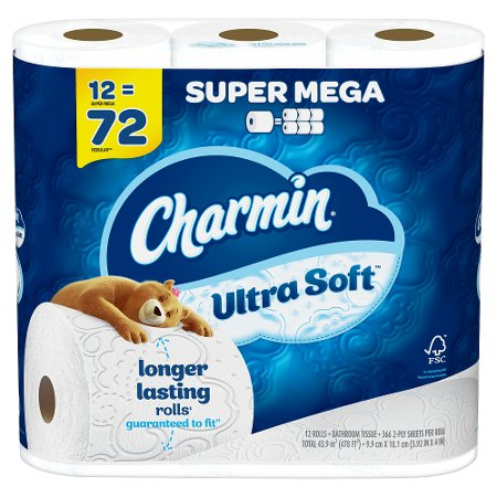 Save $2.00 on ONE Charmin Toilet Paper Product $14.74 retail value or greater (excludes trial/travel size).