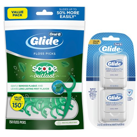 Save $2.00 on TWO Oral-B Glide Manual Floss OR Oral B Expanding Floss OR Floss Picks (excludes Essential Floss, Satin Floss, Oral-B Fresh Mint Picks a