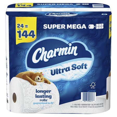 Save $3.00 on ONE Charmin Toilet Paper Product $25.00 retail value or greater (excludes trial/travel size).