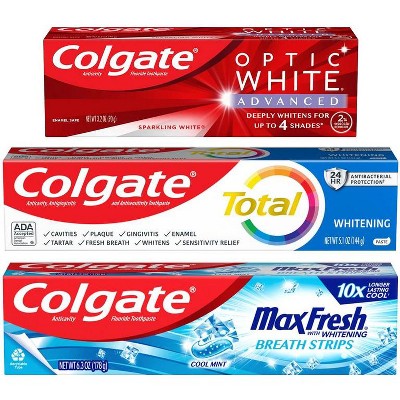 SAVE $2.00 On any ONE (1) Colgate® Optic White® Advanced, Purple, Charcoal, Stain Fighter®, Total®, Sensitive or Max Fresh® Toothpaste (3oz or larger)