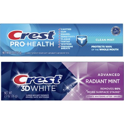 Save $1.00 ONE Crest Toothpaste 2.7 oz or more (excludes Crest Cavity, Regular, Base Baking Soda, Tartar Control/Protection, F&W Pep Gleem, Gum Variants, Brilliance, 3DW Whitening Therapy, 3DW Professional, Aligner Care, Densify Variants, Kids, More Free packs, and trial/travel size).
