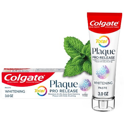 15% off 3-oz. Colgate total plaque pro-release whitening toothpaste