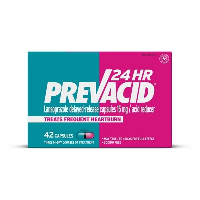 Save $4 on 42-capsules. Prevacid 24 HR lansoprazole acid reducer delayed-release 15 mg