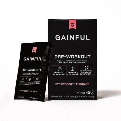 10% off 3.2 & 10-oz. Gainful pre-workout