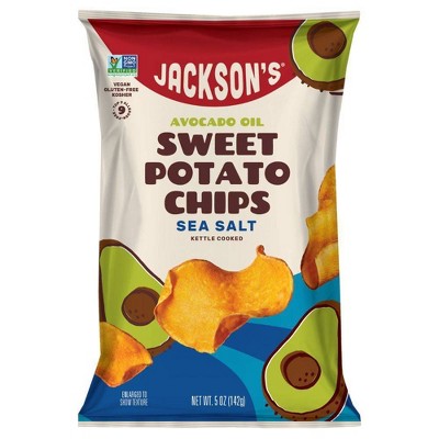 25% off 5-oz. Jackson's avocado oil sweet potato chips  sea salt & carolina bbq