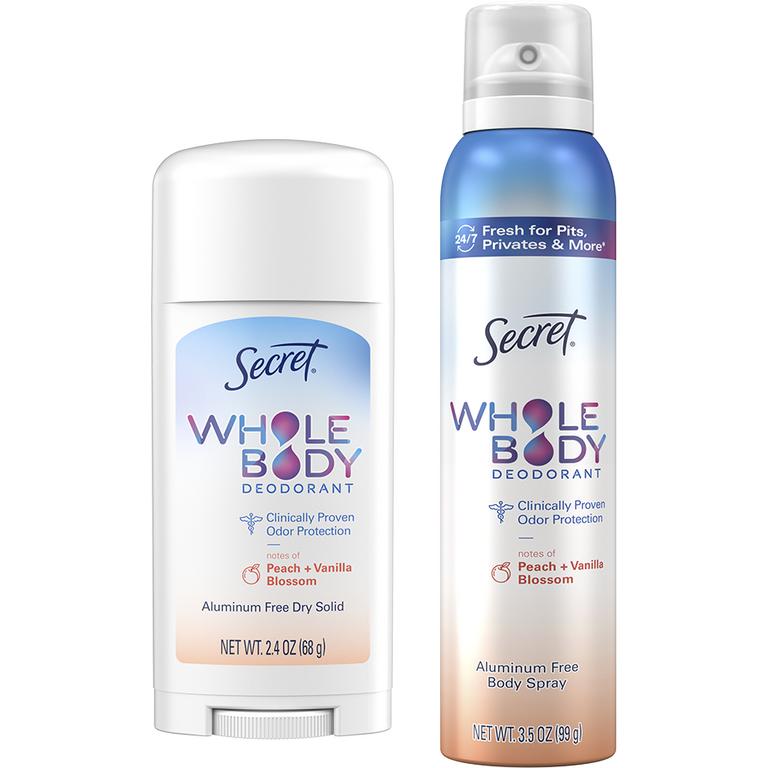 Save $10.00 TWO Secret Whole Body Deodorants (excludes trial/travel size).