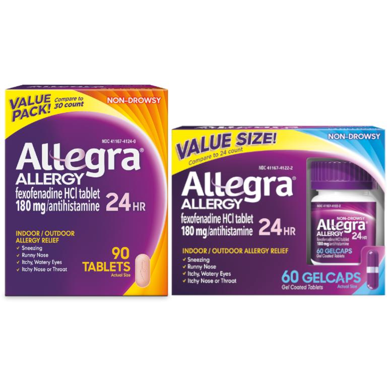 Save $10.00 on any ONE (1) Allegra® 24hr Allergy 60ct GelCap or 70-110ct Tablet Product