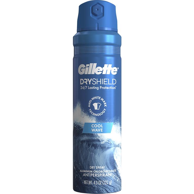Save $4.00 TWO Gillette Dry Spray Antiperspirant/Deodorant 4.3oz (excludes trial/travel size).