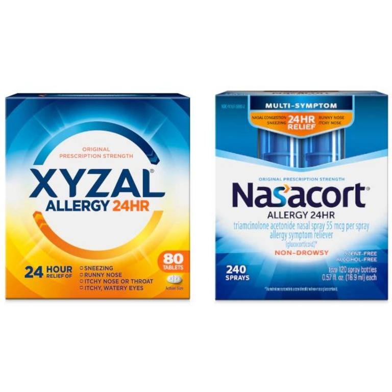 Save $10.00 on ONE (1) XYZAL® 80ct+ Product or ONE (1) NASACORT® 240 Spray+ Product