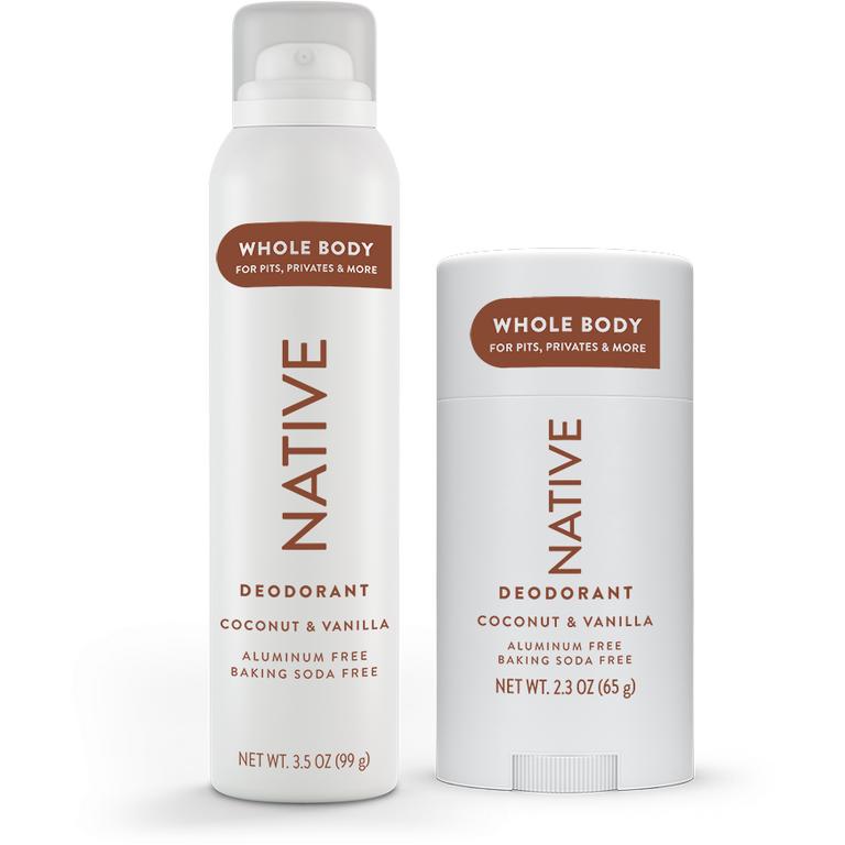 Save $10.00 TWO Native Whole Body Deodorant or Deodorant Spray (excludes trial/travel size).