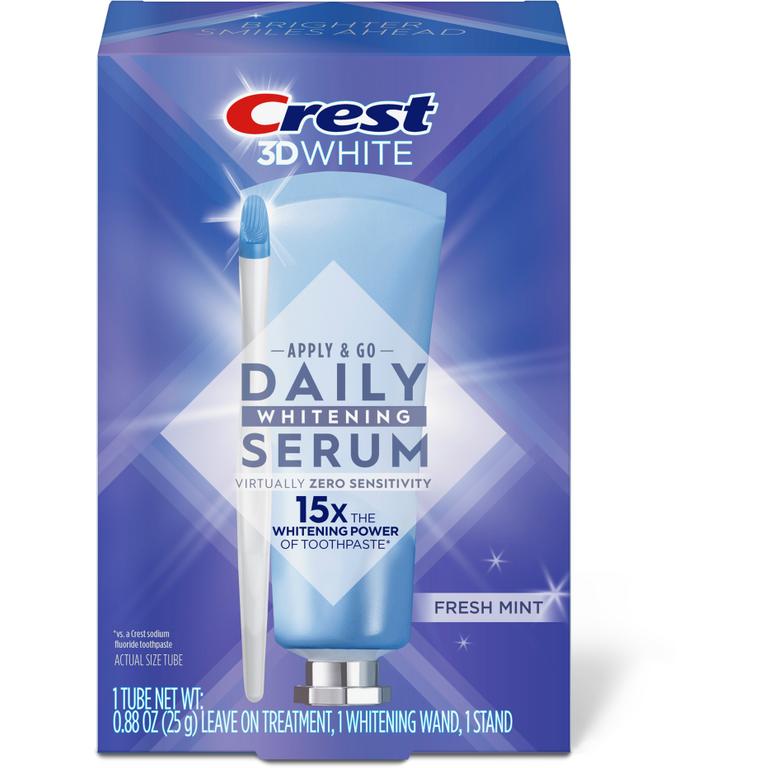 Save $10.00 ONE Crest Daily Whitening Serum (excludes Crest 3DWhitestrips and trial/travel size).