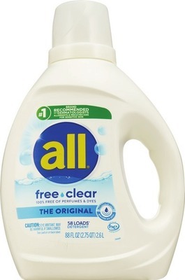all free & clear laundry detergent 88 oz or Mighty Pacs 39 ct.