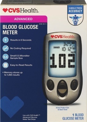 ANY CVS Health Advanced glucose meter or test strips 100 ct.††Spend $25 get $5 ExtraBucks Rewards®