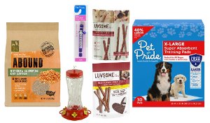 Save 20% off Abound, Luvsome, Pet Pride and Nature's Song select pet items PICKUP OR DELIVERY ONLY