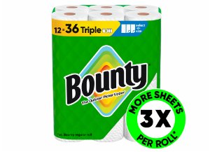 Save $5.00 on Bounty Paper Towels, 12 Triple Rolls