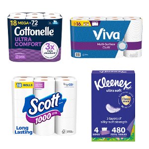 Spend $40 Save $10 on Cottonelle, Kleenex, Viva, Scott PICKUP OR DELIVERY ONLY