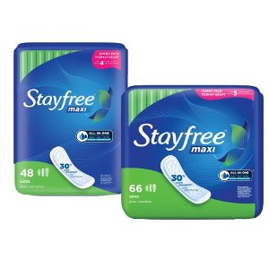 Save $1.00 on any ONE (1) Stayfree® Pads 28ct. or Larger