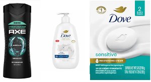 $2.99 AXE Body Wash or Dove Soap