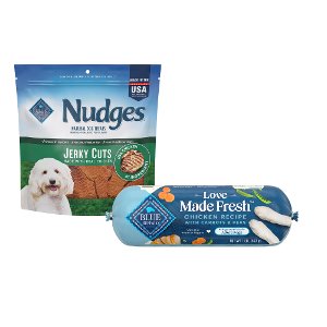 Buy ONE (1) BLUE Nudges Dog Treats and Get ONE (1) BLUE Love Made Fresh Refrigerated Dog Food