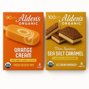 Save $.75 on Alden's Organic Novelty Bar or Sandwich
