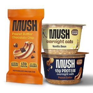 Save 20% on MUSH overnight oat cup or protein bar. PICKUP OR DELIVERY ONLY