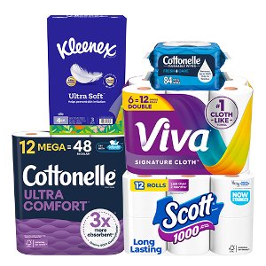 Spend $50 Save $15 on select Cottonelle, Scott, Kleenex, Viva on PICKUP OR DELIVERY ONLY