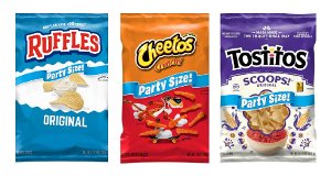 $3.99 Party Size Ruffles, Tostitos, Cheetos, Simply, Rold Gold Selects