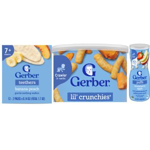 Save $1.00 on 2 Gerber Lil Crunchies, Puffs or Teethers