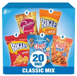 Save 20% on select Muddy Buddy, Chex Mix, Bugles, Gardettos Variety Packs PICKUP OR DELIVERY ONLY
