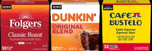 Save $5.00 on Folgers, Dunkin', or Cafe Bustelo Kcups