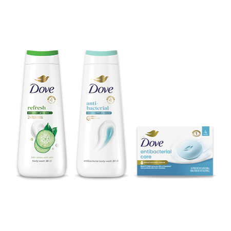 Save $6.00 on any THREE (3) Dove Body Wash (20oz only) and Bar (4ct+) (excludes items and sizes not listed)