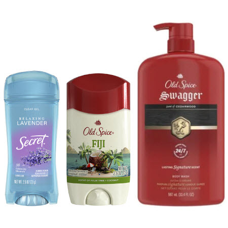 Save $4.00 on any TWO (2) Secret, Old Spice or Gillette Deodorant AND/OR Old Spice Body Wash