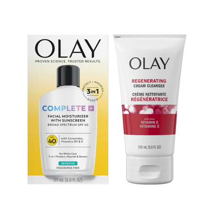 Save $5.00 on THREE Olay Complete, Total Effects, Active Hydrating or Age Defying Facial Moisturizer or Olay Cleanser (excludes Eyes, Serums, Treatmen