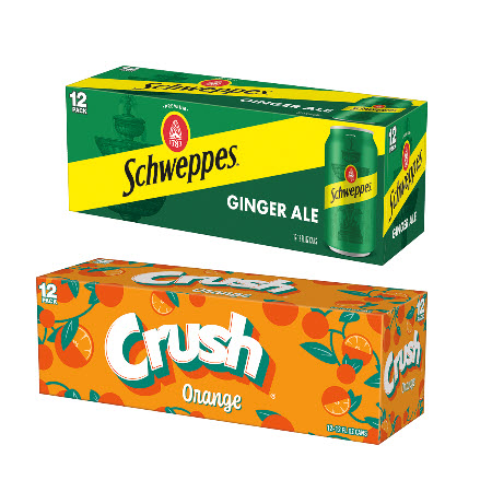 Save $1.50 on any TWO (2) 12pk 12oz Crush, Schweppes, Starry, Mug