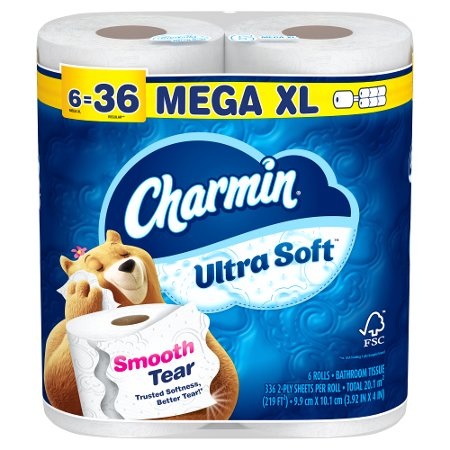 Save $2.00 on ONE Charmin Ultra Toilet paper product 9 MEGA Roll, 12 MEGA Roll, 6 MEGA XL Roll, 8 MEGA XL or 9 MEGA XL Roll pack sizes (excluding Char