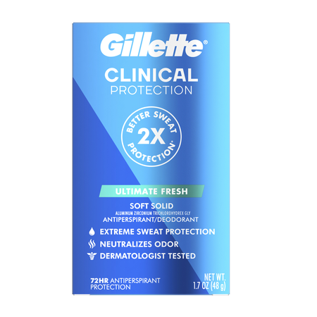 Save $2.00 on ONE Gillette Clinical Antiperspirant/Deodorant 1.6oz or larger (excludes trial/travel size).