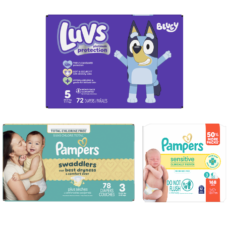 SAVE $10.00 when you spend $35.00 on Pampers or Luvs Products (excludes trial/travel size)