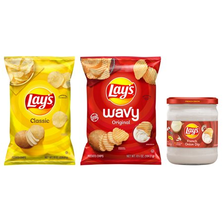 Save $2.00 when you buy ONE (1) Lays Dip AND TWO (2) Lays Chips 6-8oz (Excludes Party Size, Baked, Kettle and Simply)